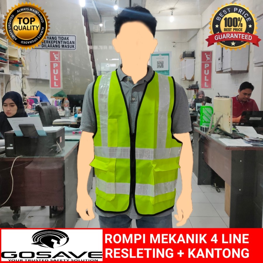 Jual Rompi Safety Polyester HIJAU . Safety Vest Proyek Polyester ...