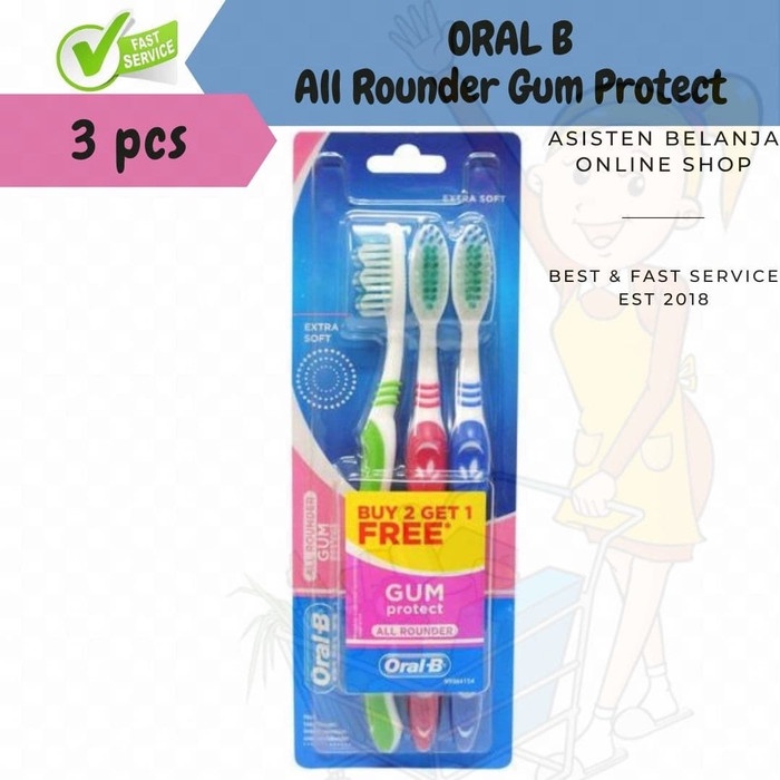 Jual Sikat Gigi ORAL B All Rounder Gum Protect Extra Soft 1 Pack Isi 3 ...