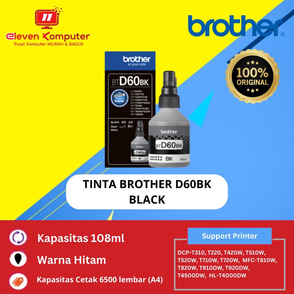 Jual tinta brother BTD60BK for T710 T510 T310 | Shopee Indonesia