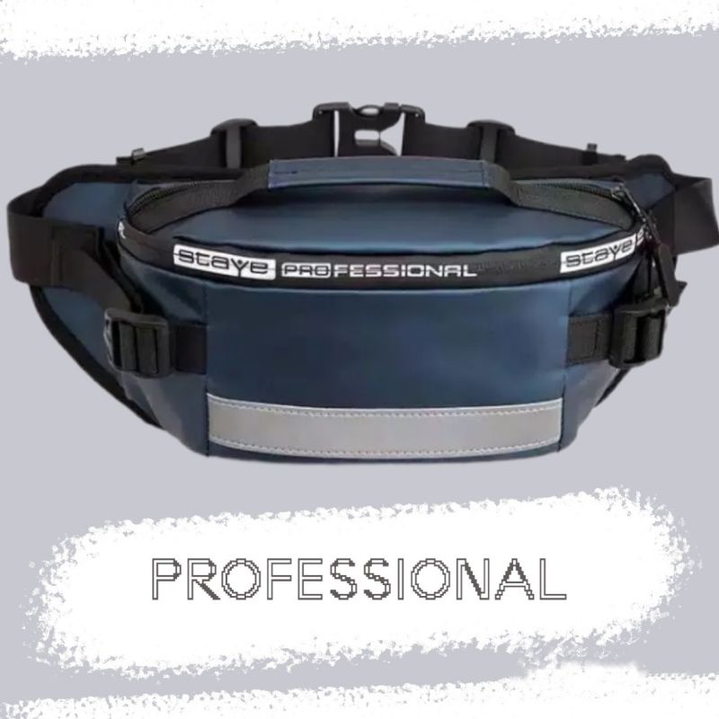 Jual TAS SELEMPANG PROFESSIONAL HITAM BIRU TAS WAISTBAG | Shopee Indonesia
