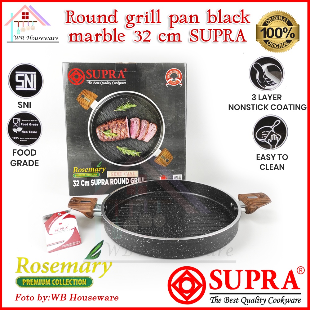 Jual Supra Alumunium Round Grill Cm Marble Semicast Panggangan Anti Lengket Pemanggang Bbq