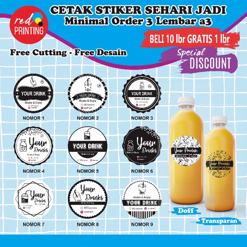Jual Cetak Stiker Transparan Label Minuman Waterproof Shopee Indonesia 3405