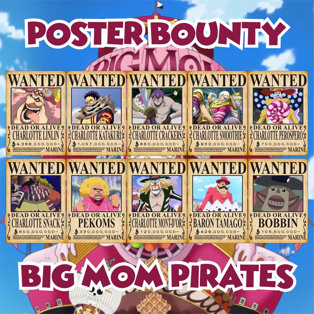 Jual Poster Bounty Anime One Piece Yonko/Yonkou BIG MOM PIRATES [10 PCS ...