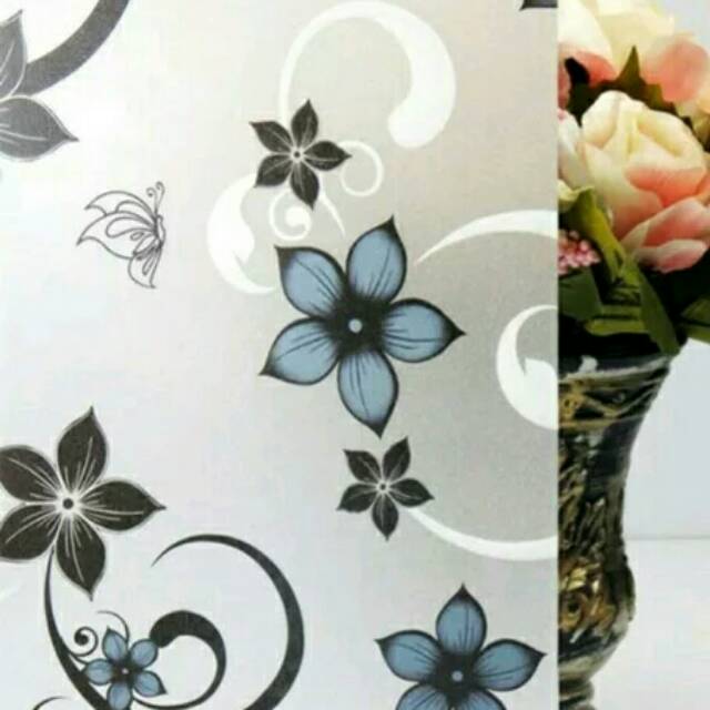 Jual Stiker Kaca Stiker Kaca Motif Batik Bunga Hitam Shopee Indonesia