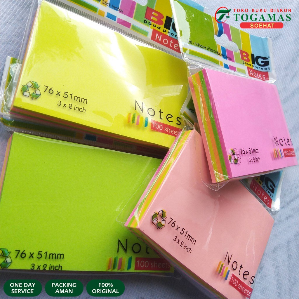 Jual Sticky Note Polos Kertas Pembatas Kertas Memo Sedang Warna Warni