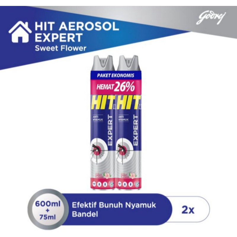 Jual hit aerosol expert pink blosoom obat nyamuk spray 600 ml isi 2 ...