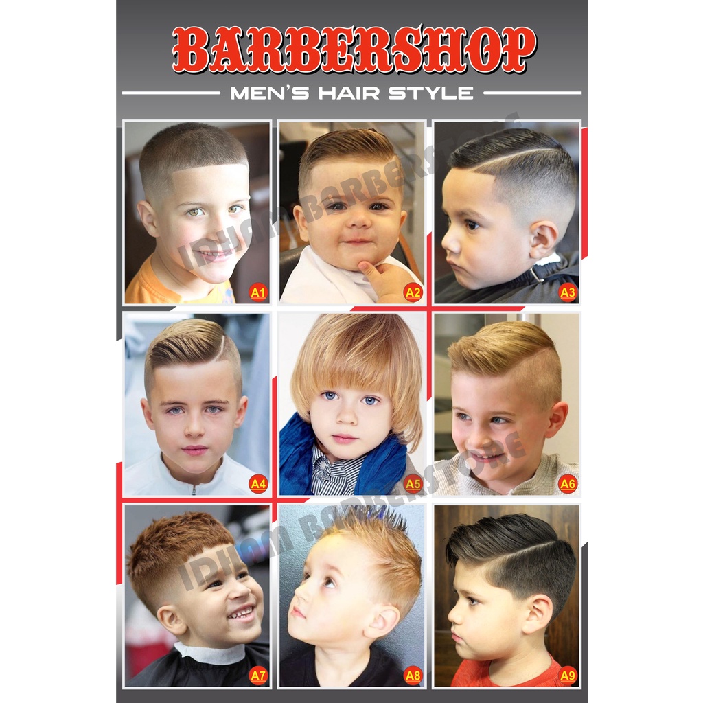 Jual POSTER BARBER : [MODEL POTONGAN RAMBUT ANAK-ANAK] - POSTER DINDING ...