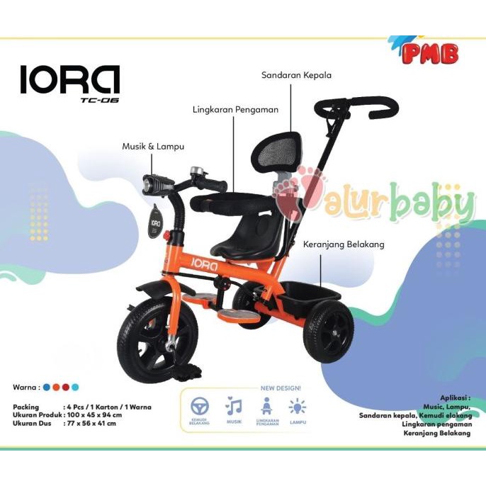 Jual Sepeda Anak Roda Tiga Murah Sepeda Pmb Iora Tc 06 Tricycle