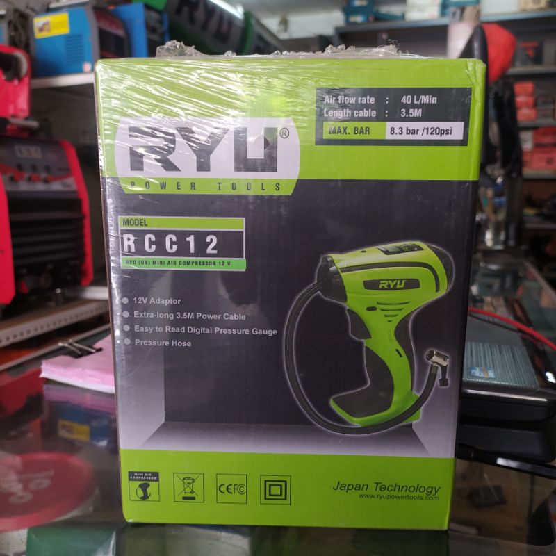 Jual RYU Mini Air Compressor 12V/Pompa Ban 12V RCC12V | Shopee Indonesia