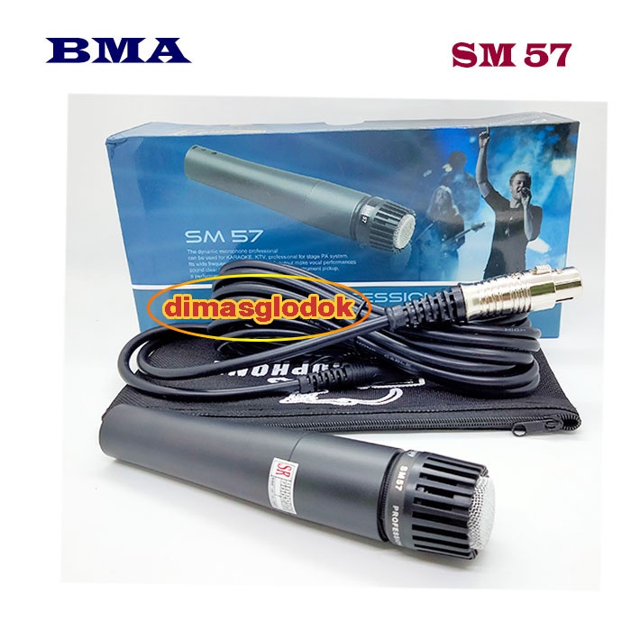 Jual Mic BMA SM-57 Microphone Instrumen Vocal Mikropon Mikrofon Kabel ...
