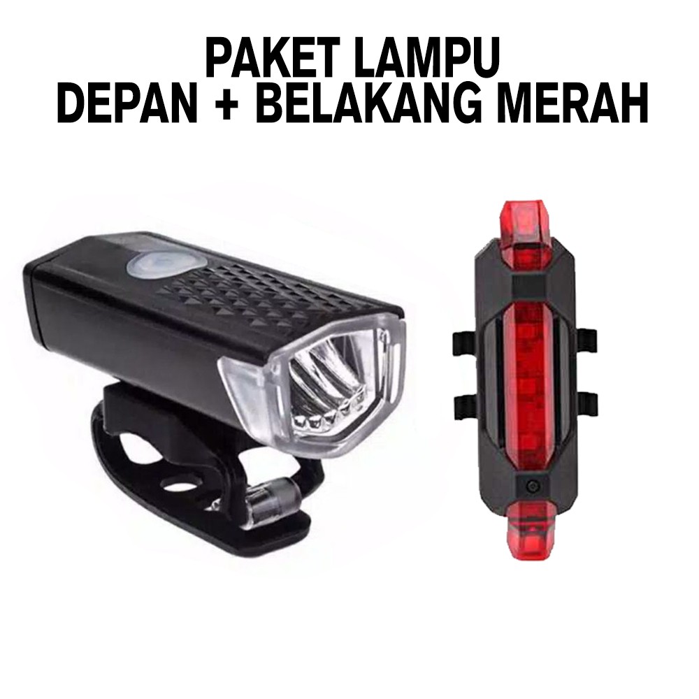 Jual Paket Lampu Sepeda Depan Belakang Defensor Lampu Sepeda Led Taillight Rechargeable