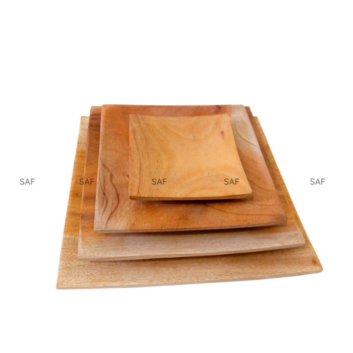 Jual Piring kotak segi empat 20cm , 18cm , 15cm & 10cm kayu mahoni prop