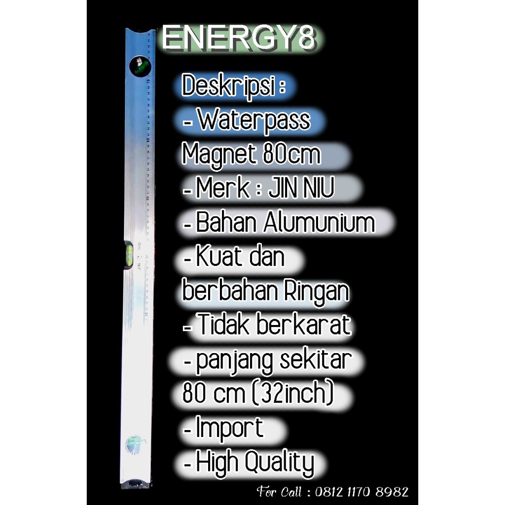 Jual WATERPASS 80CM HEAVY DUTY ALUMUNIUM WATER LEVEL BRAND JIN NIU