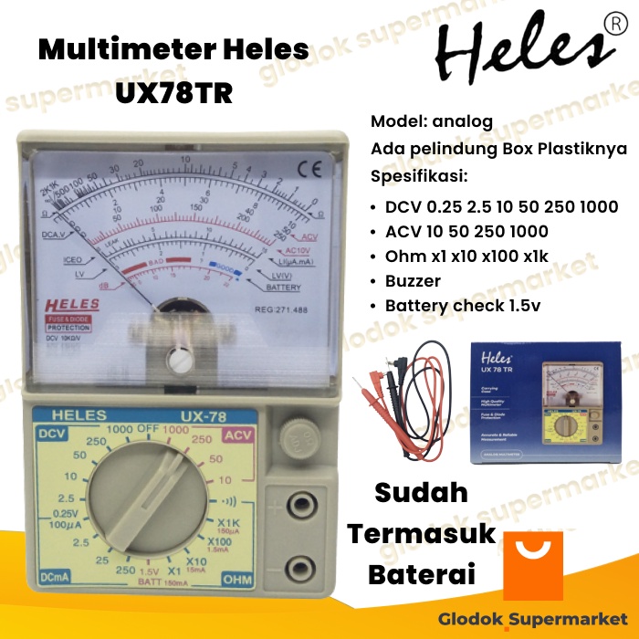 Jual Multitester Heles UX78TR Multimeter Analog UX 78 TR Tester UX78TR Shopee Indonesia