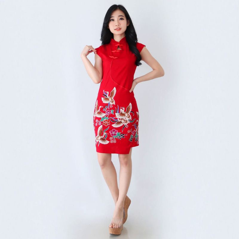 Jual Batik Wanita Dress Batik Wanita Ceongsam 607 608 Shopee Indonesia 