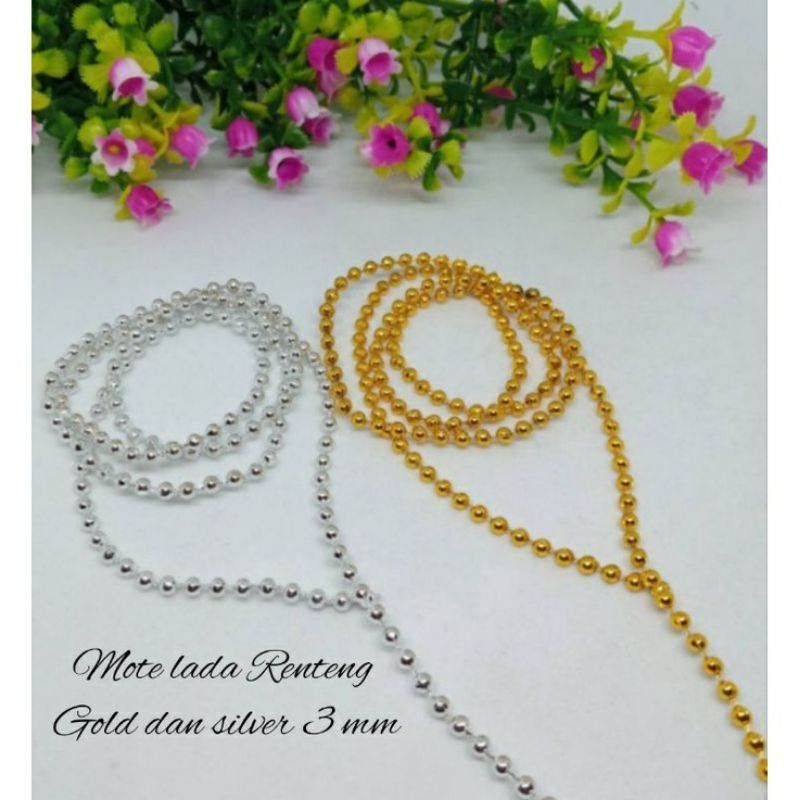 Jual parel renteng mote lada renteng 1 yard gold dan silver | Shopee ...