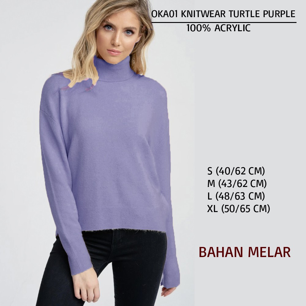 Jual Sweater Rajut Wanita Kerah Turtleneck Lengan Panjang Oka