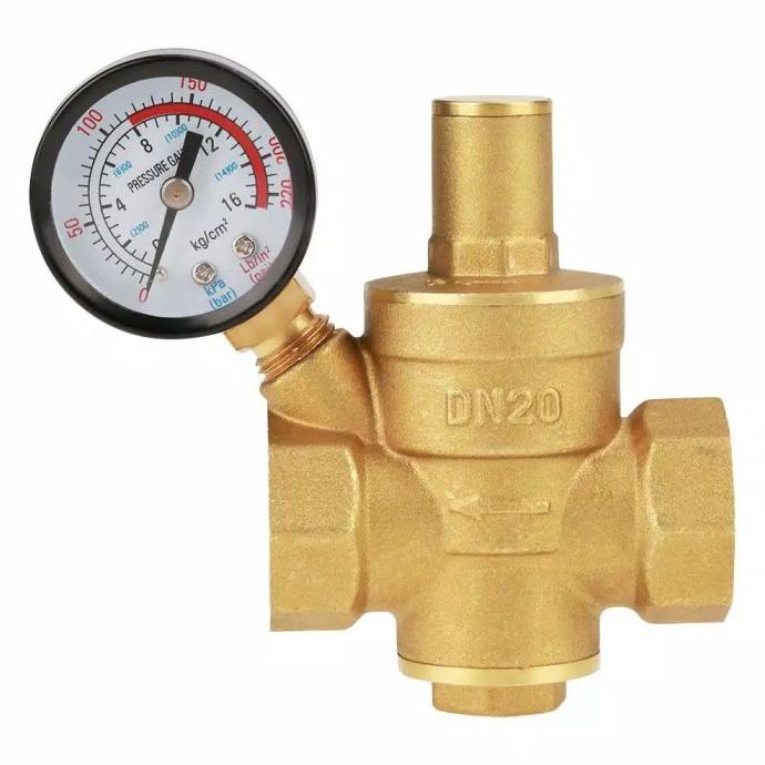 AFBC 3/4Inch Dn20 Brass Water Pressure Reducer Regulator Adjustable Relief Vae Gauge