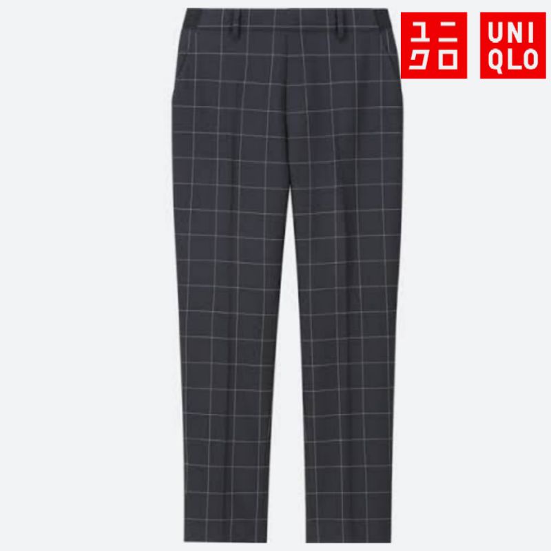 Jual Uniqlo Ezy Ankle Pants Karet Pattern Motif Tartan Kotak S M L XL Celana Kerja Preloved Shopee Indonesia