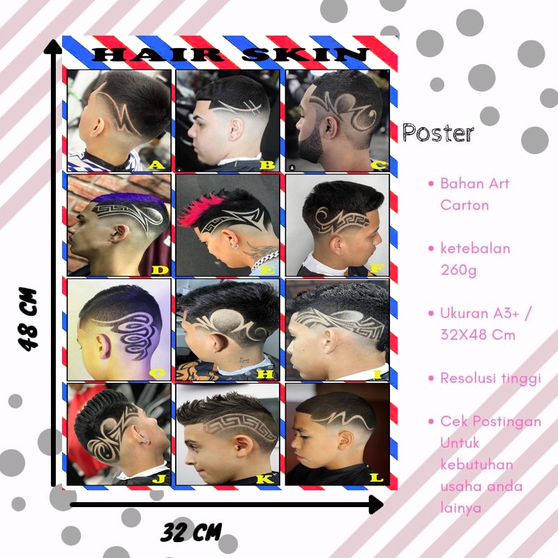 Jual Poster Pangkas Rambut Model Skin Rambut Pria Model Potong Rambut Pria Poster Murah 