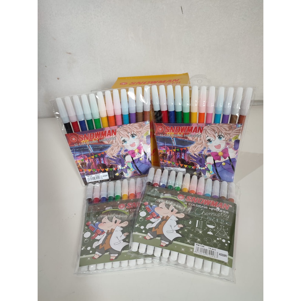 Jual SNOWMAN 12 COLORING MARKERS / SPIDOL 12 WARNA SNOWMAN PW-12A ...