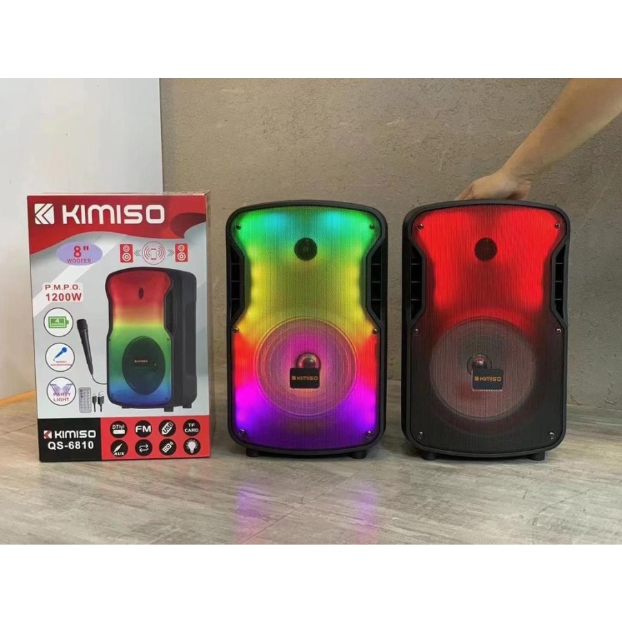 Jual Speaker Bluetooth LED KIMISO QS-6810 RGB 8 inch Jumbo + Remote ...