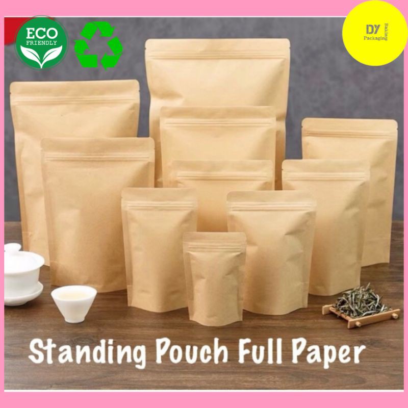 Jual Standing Pouch Kertas Full Paper Kemasan Kopi Ecopack Shopee Indonesia