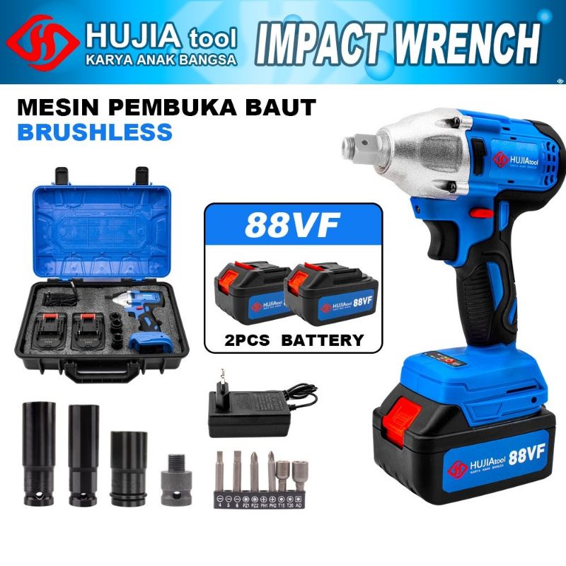 Jual Mesin Pembuka Baut Ban Roda Mobil Hujia Type Pro Vf Impact Wrench Cordless Baterai