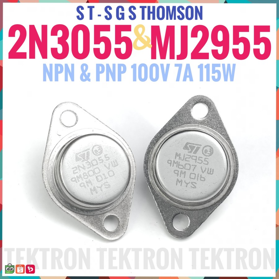 Jual ST Transistor 2N3055 Dan MJ2955 NPN PNP Harga Sepasang 2N 3055 MJ ...