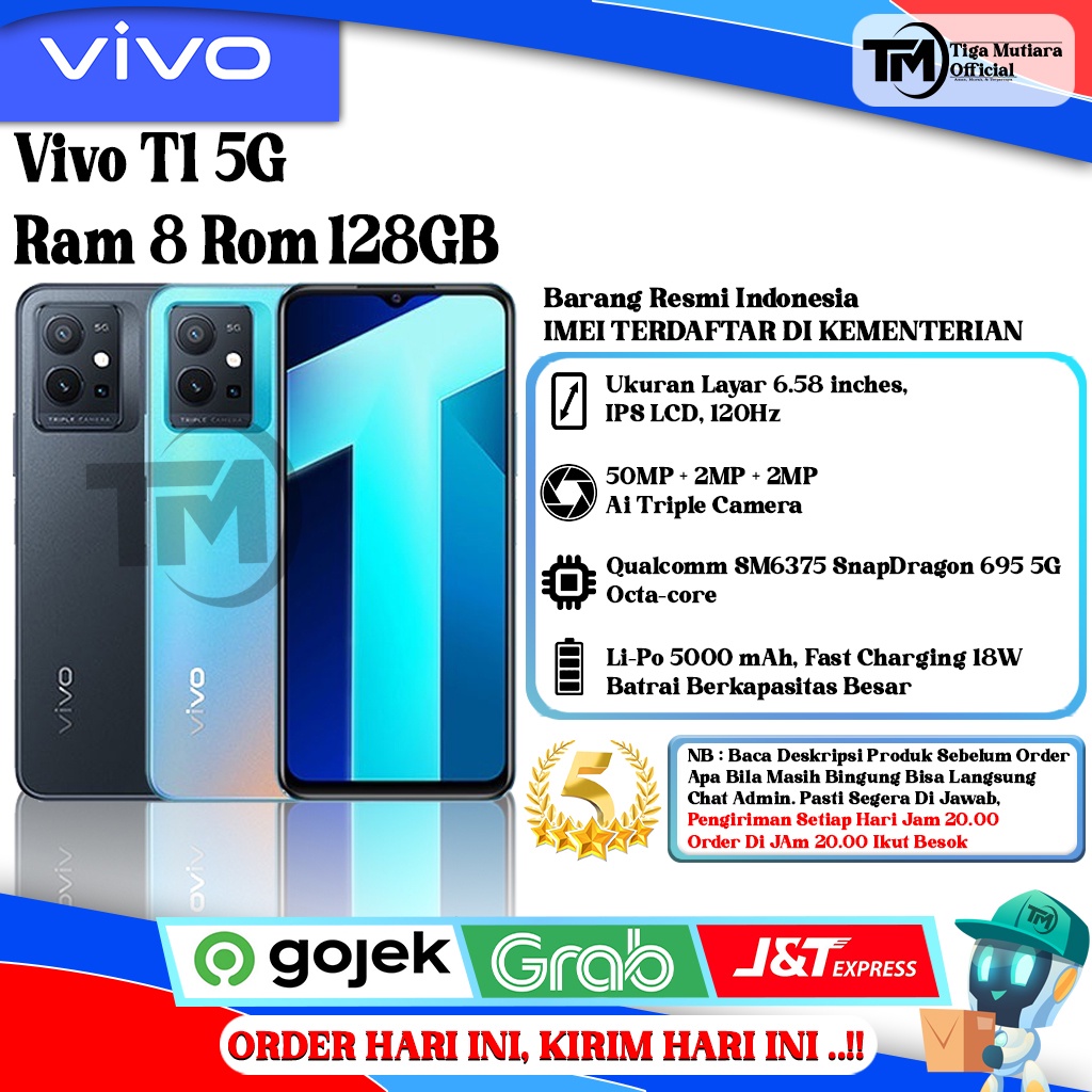 Jual Vivo T1 5G Ram 8 Rom 128GB Segel Original & Bergaransi Resmi ...