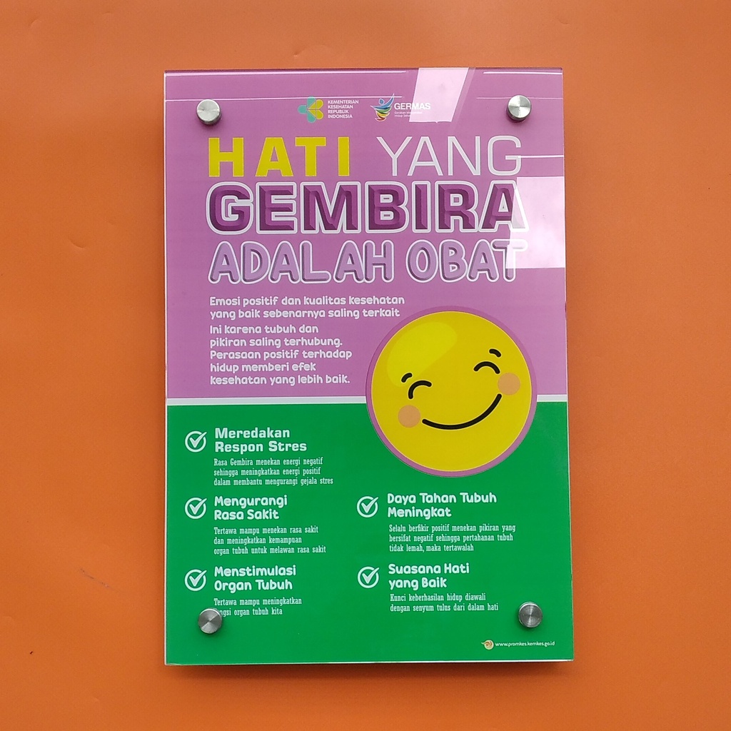 Jual Poster Aktrilik Hati Yang Gembira Adalah Obat Poster Akrilik Kesehatan Poster Kesehatan 