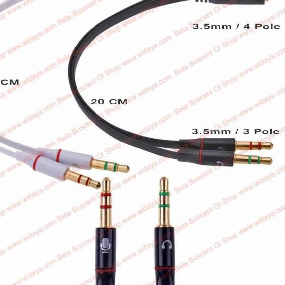 Jual Mic+Ear Channel Joiner Smartphone Headset Adapter PC Laptop Sound