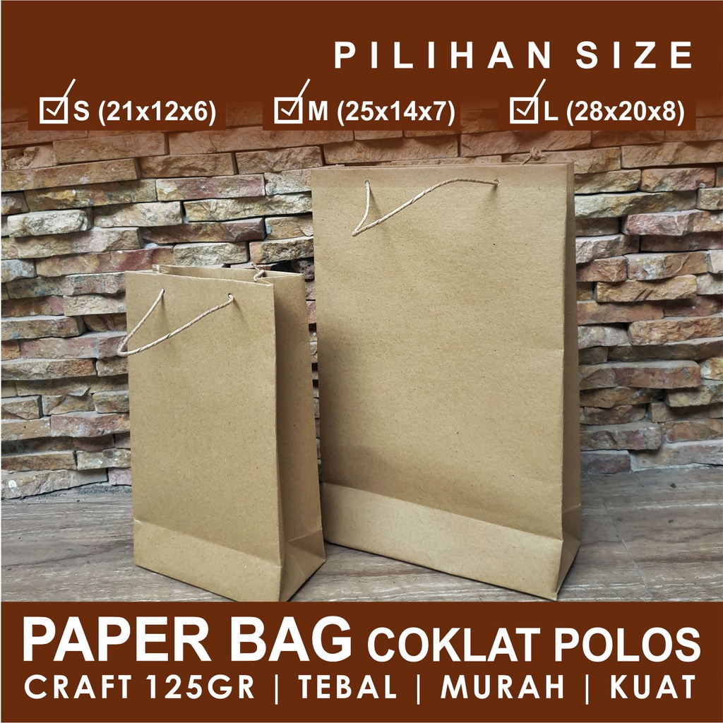 Jual PAPER BAG COKLAT POLOS | Tas Kertas Polos | Tas Kertas Craft ...