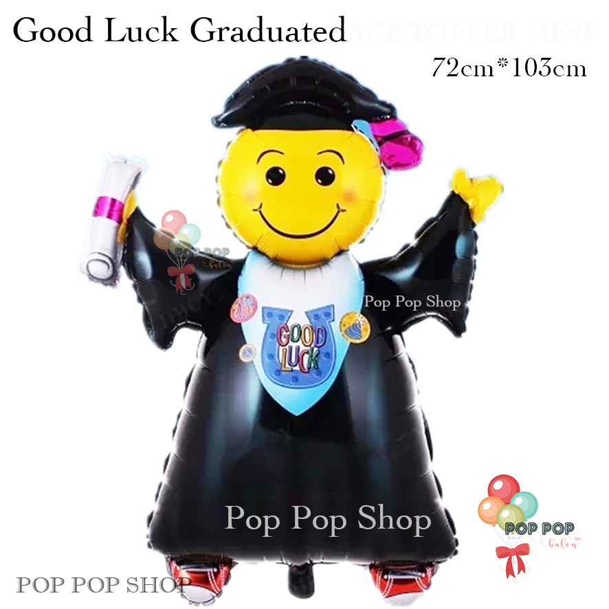 Jual Balon Foil Good Luck Wisuda Jumbo Balon Graduation Graduated