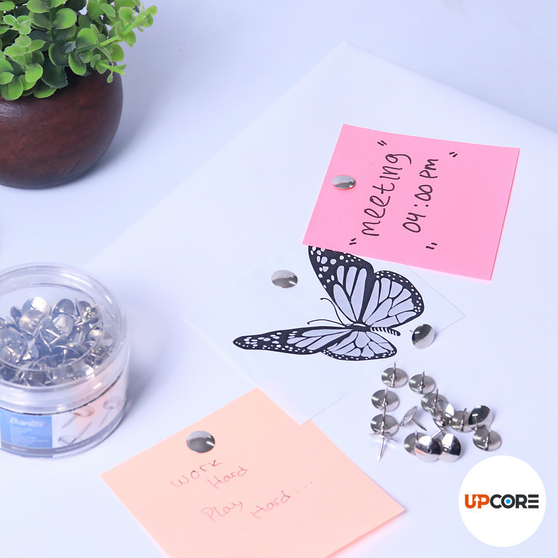 Bantex Paku Pines / Paku Payung / Thumb Tack 23 mm Warna Silver Isi 200 Pcs (6)