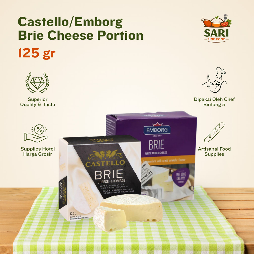 Jual Castello/Emborg Brie Cheese Portion 125gr | Shopee Indonesia