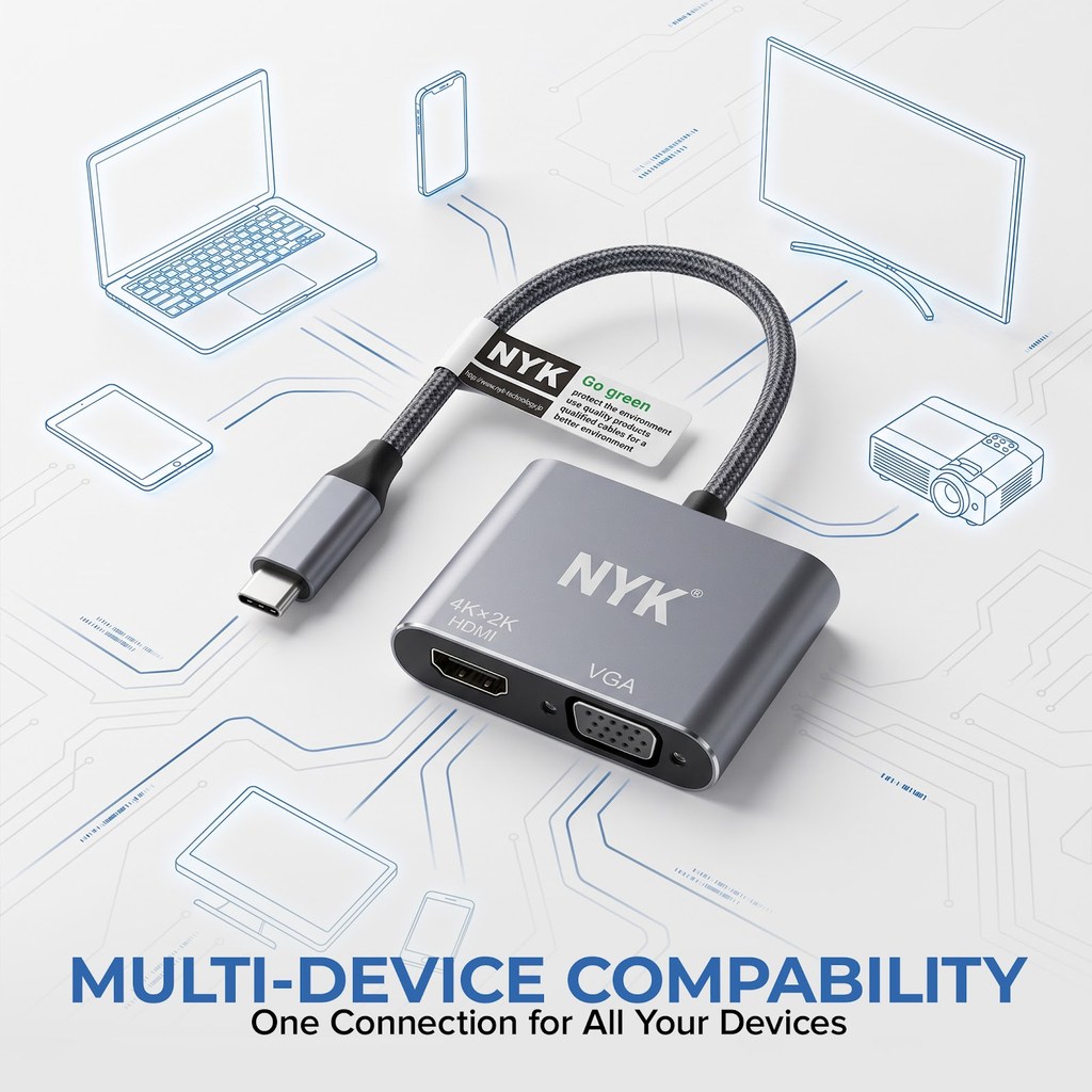NYK Converter TYPE C to Hdmi VGA 2 in 1 Smartphone Macbook windows laptop android ios COD (2)