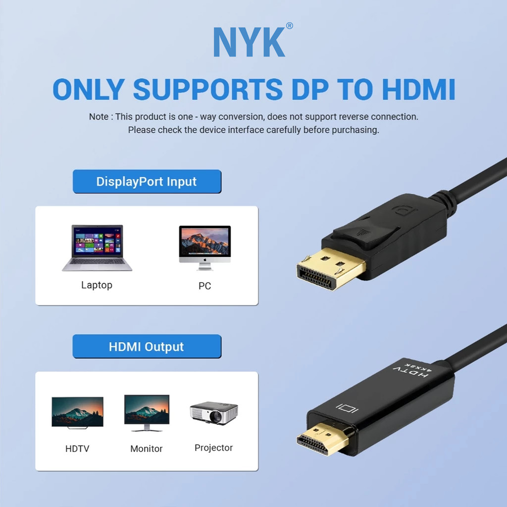 NYK Kabel DP to VGA 1.5 Meter Cable COD (3)