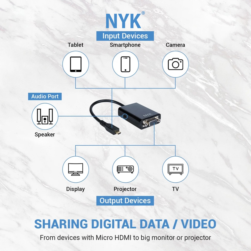 NYK Converter Cable Micro HDMI to VGA COD (5)