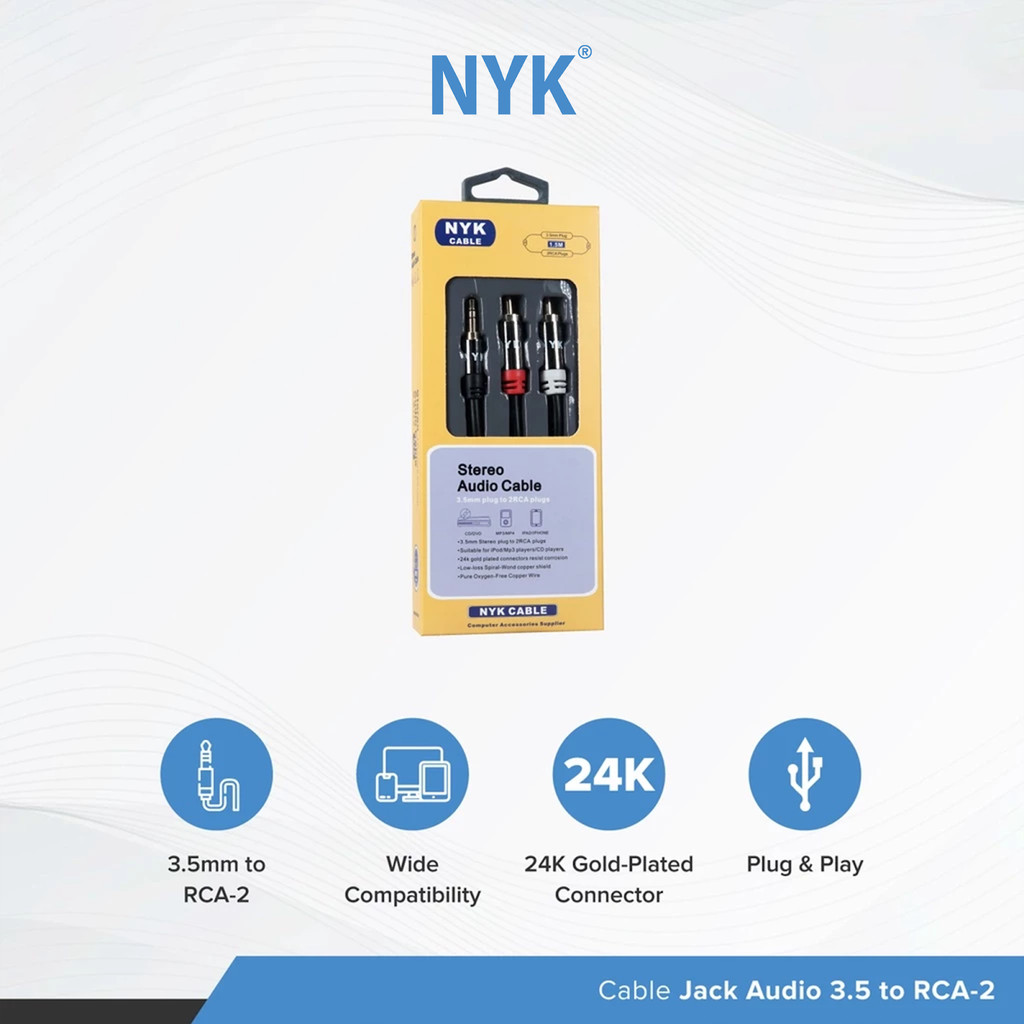 NYK Kabel 3,5m RCA to Audio Gold Plated COD (2)