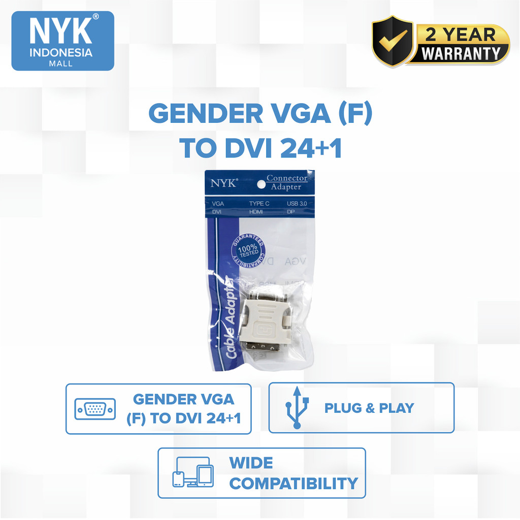 NYK Adapter Converter VGA Female to DVI Male 24+1 COD (2)