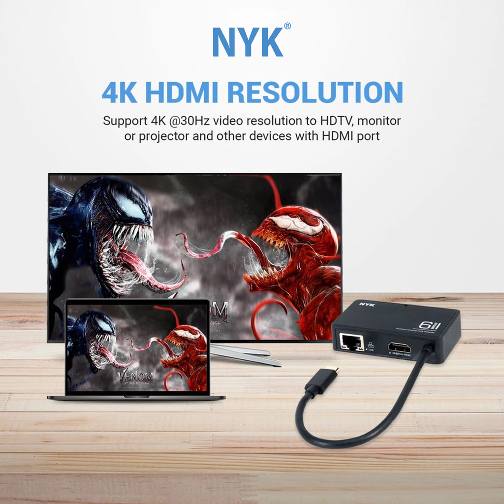NYK Converter Type C HUB 6 in 1 LAN HDMI Card Reader USB PORT COD HUB bergaransi Docking Station Data transfer Mobile phone macbook android iphone ipa (2)