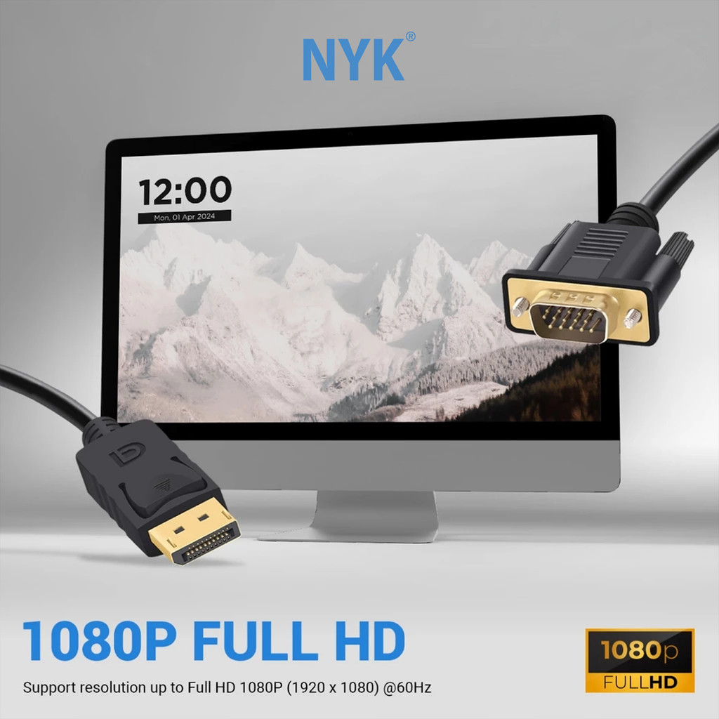 NYK Kabel DP to VGA 1.5 Meter Cable COD (5)