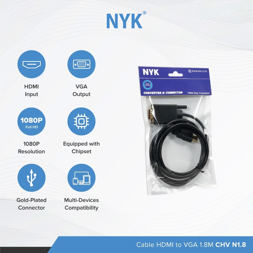 NYK Kabel HDMI Male to VGA Male 1.8 Meter COD (2)