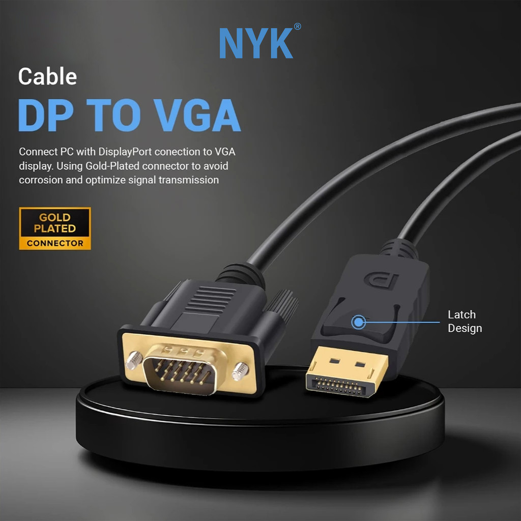 NYK Kabel DP to VGA 1.5 Meter Cable COD (6)