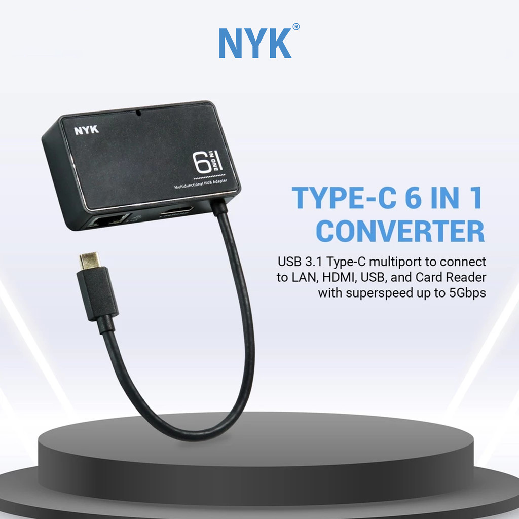 NYK Converter Type C HUB 6 in 1 LAN HDMI Card Reader USB PORT COD HUB bergaransi Docking Station Data transfer Mobile phone macbook android iphone ipa (3)