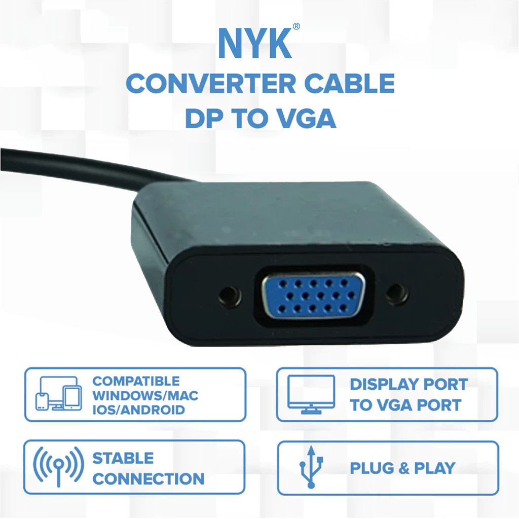 NYK Converter Cable DP to VGA Kabel Display Port COD (2)
