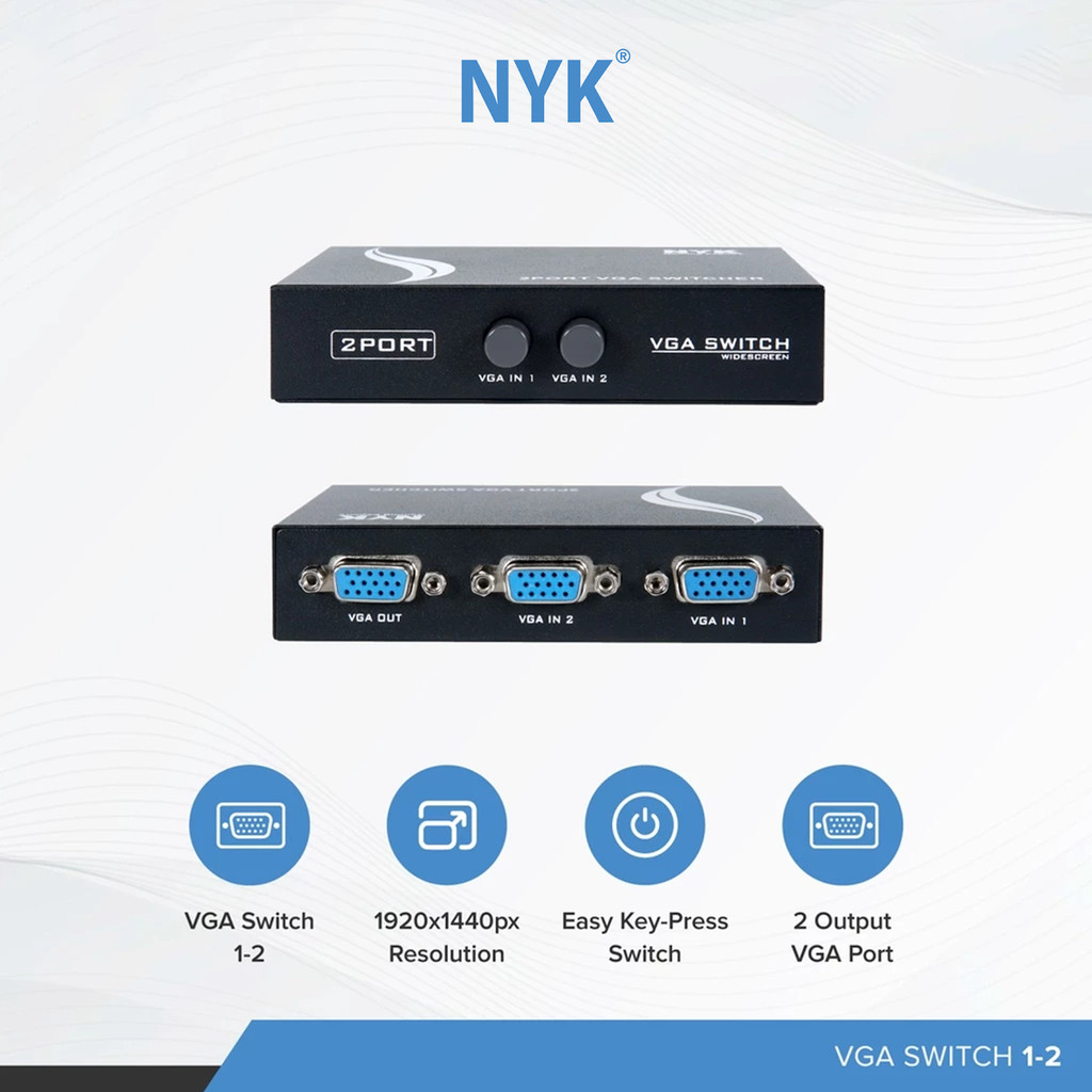 NYK VGA HUB 2.0 Switch 1-2 port COD HUB bergaransi Docking Station Data transfer Mobile phone macbook android iphone ipad tab MHL (5)