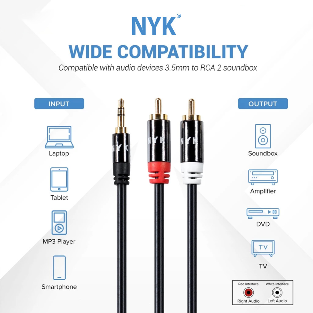 NYK Kabel 3,5m RCA to Audio Gold Plated COD (4)