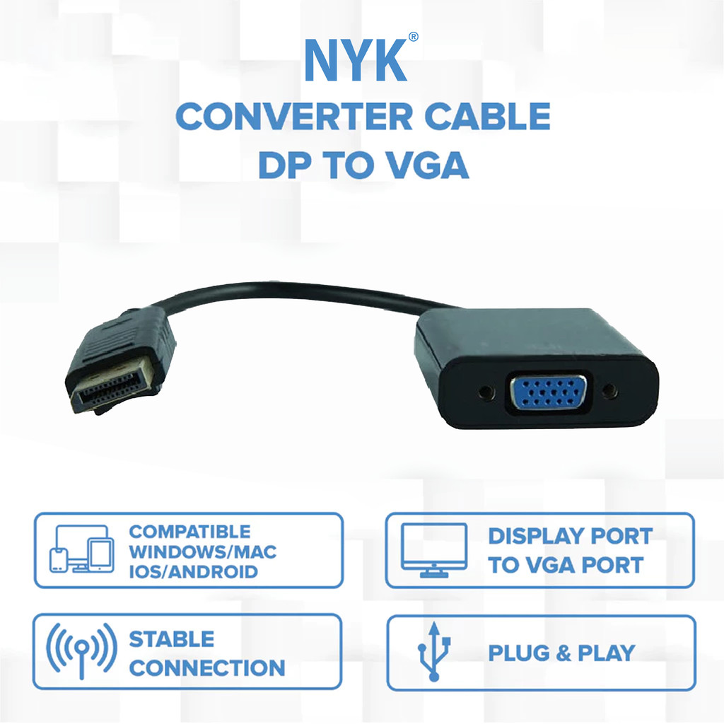 NYK Converter Cable DP to VGA Kabel Display Port COD (4)